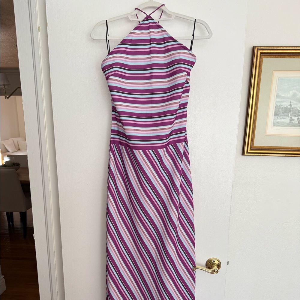 NWT Striped Pink and Purple Halter Dress - With Harper Lu - Violet Stripe